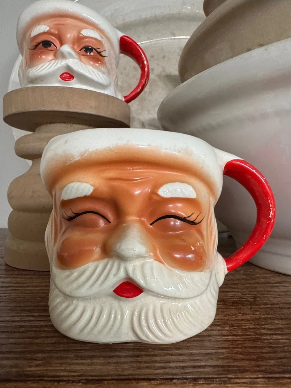 Crazed & Chippy Vintage Santa Mugs
